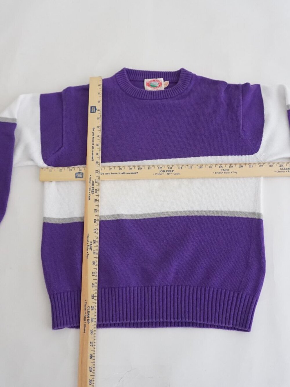 Vintage Main River Purple White Stripe Knit Sweater Cotton Crewneck Large - Picture 3 of 9